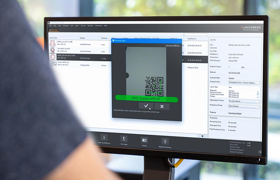 i-cut Production Console: barcode registration